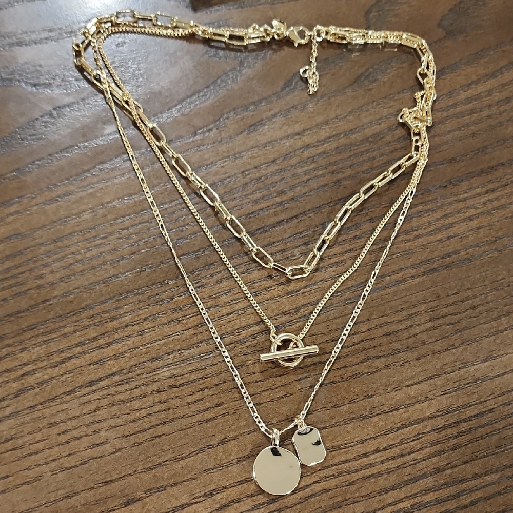 J. Crew Gold Layered Coin and Toggle Necklace Set - Picture 5 of 6
